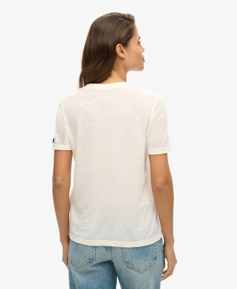 versierd vintage logo t-shirt in gebroken wit desert bone