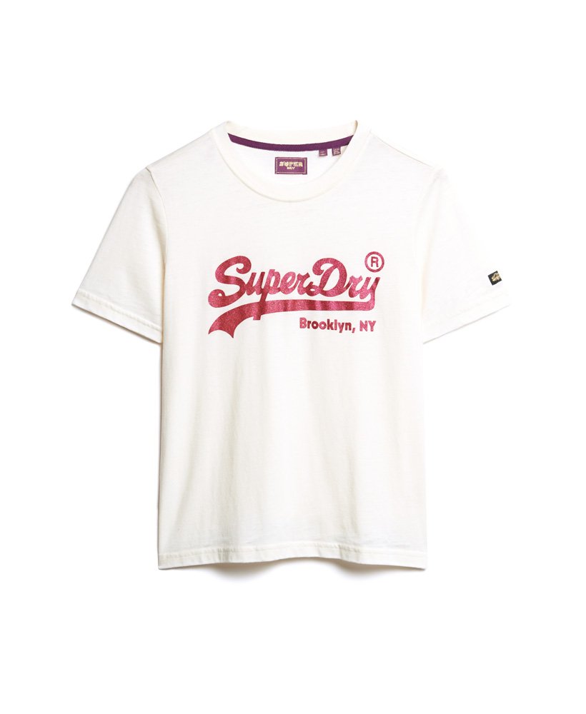 versierd vintage logo t-shirt in gebroken wit desert bone