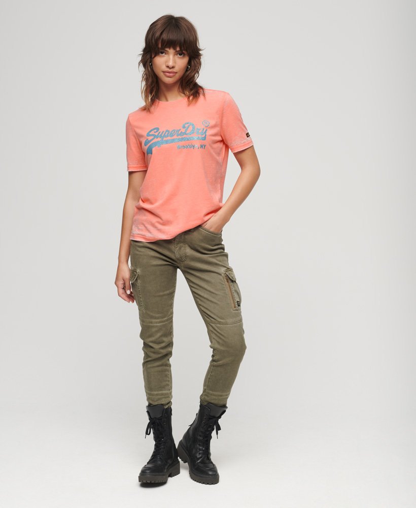 versierd vintage logo t-shirt in fusion coral