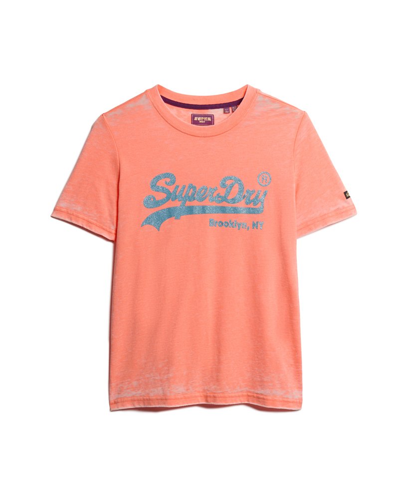 versierd vintage logo t-shirt in fusion coral