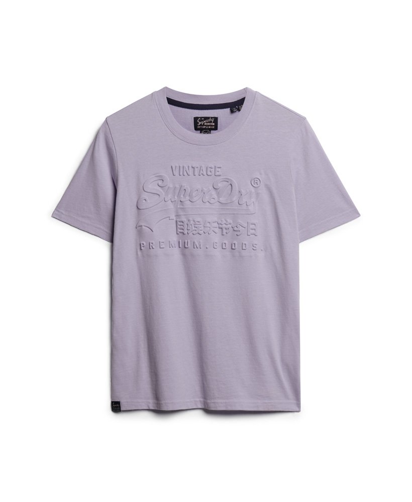 vintage t-shirt met reliëflogo in kosmisch hemelspaars