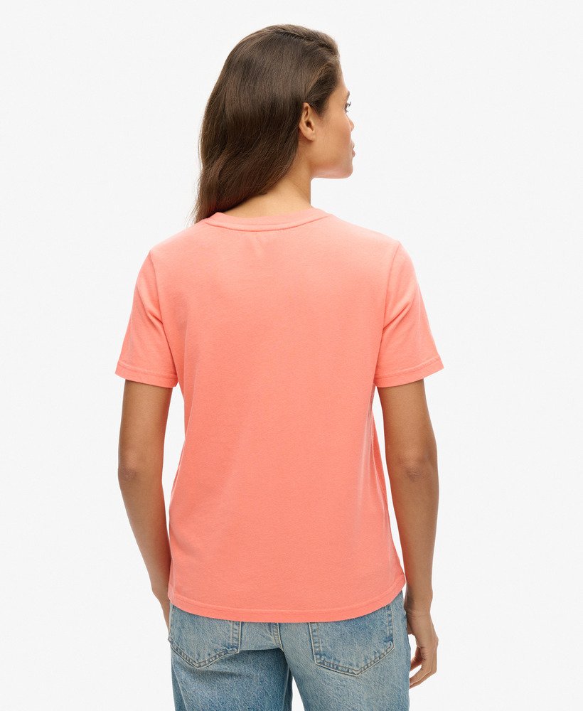 t-shirt met reliëf vintage logo in fusion coral