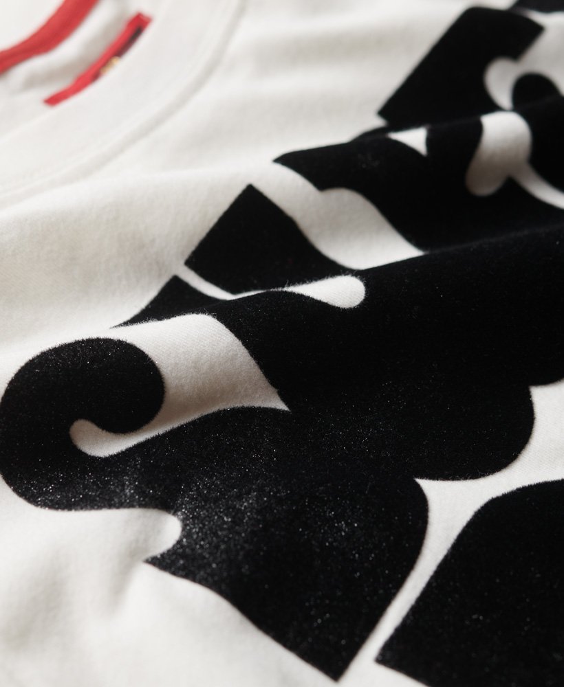 retro rocklogo t-shirt uit de jaren 70 in ecru