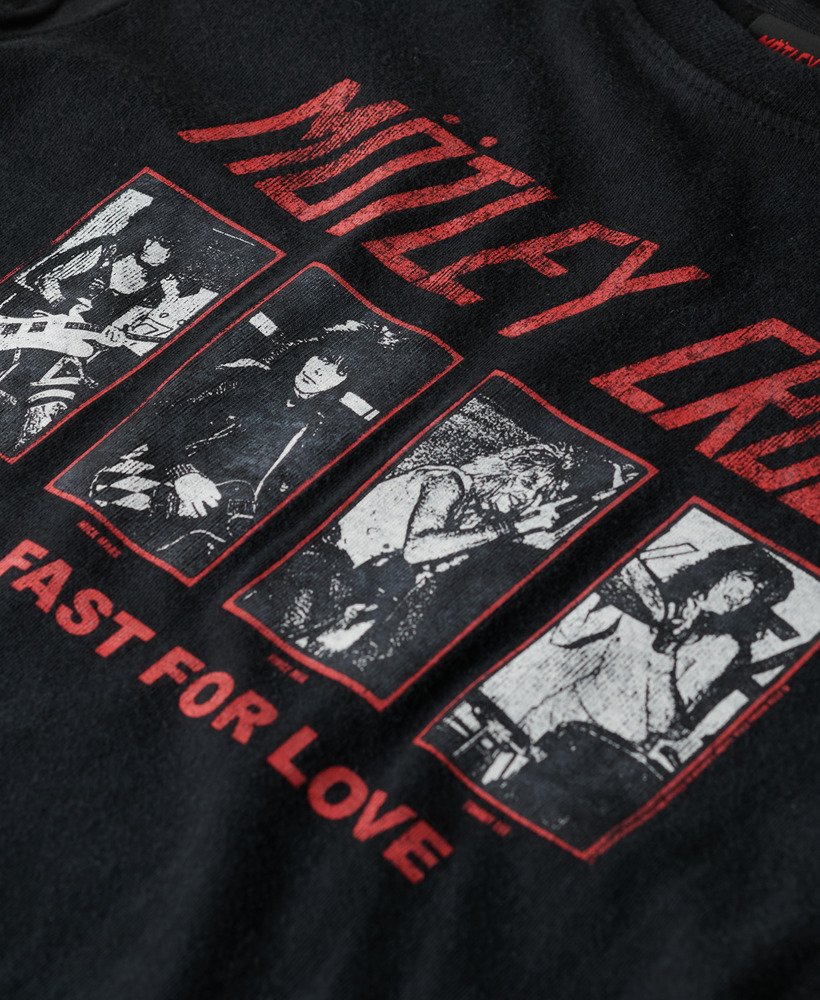 motley crue x superdry t-shirt met korte mouwen in heavy amp black