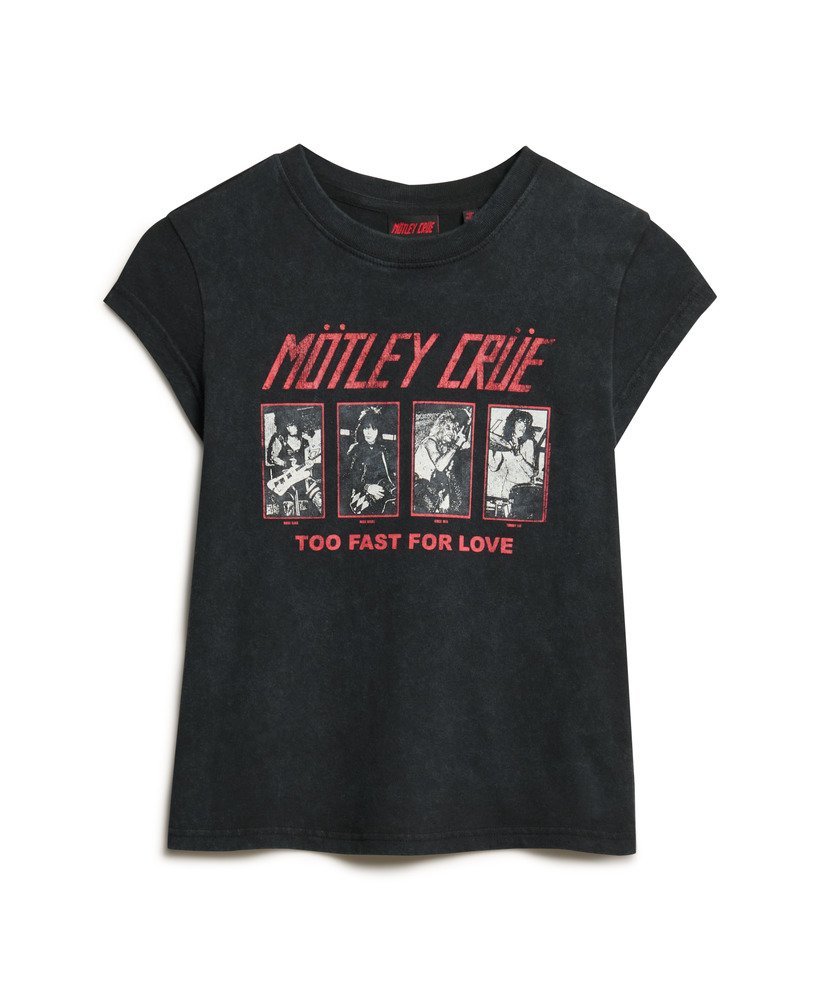 motley crue x superdry t-shirt met korte mouwen in heavy amp black