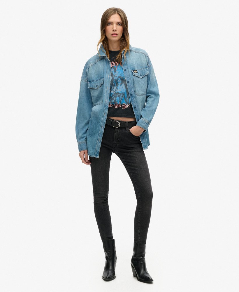 motley crue x superdry t-shirt met korte mouwen in heavy back in zwart