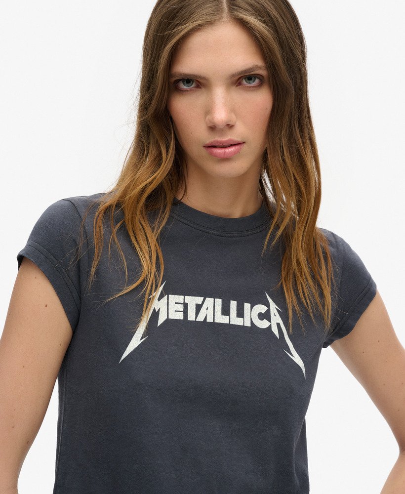 metallica x superdry t-shirt met korte mouwen in middenzwart.