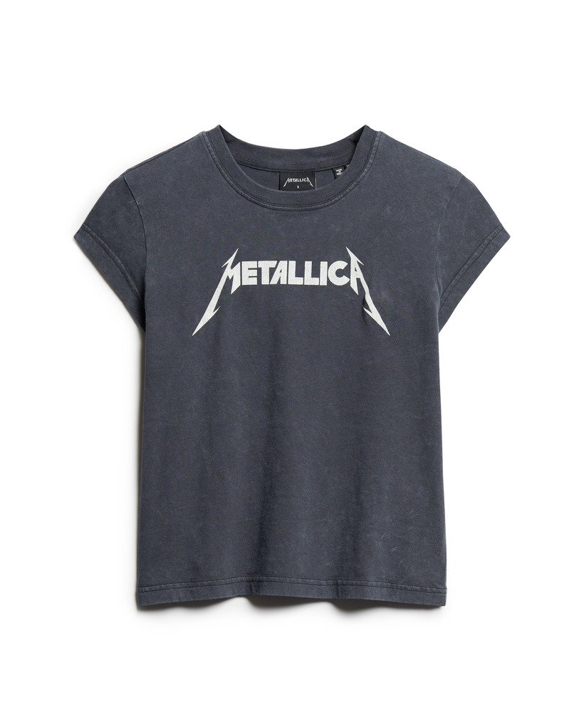 metallica x superdry t-shirt met korte mouwen in middenzwart.