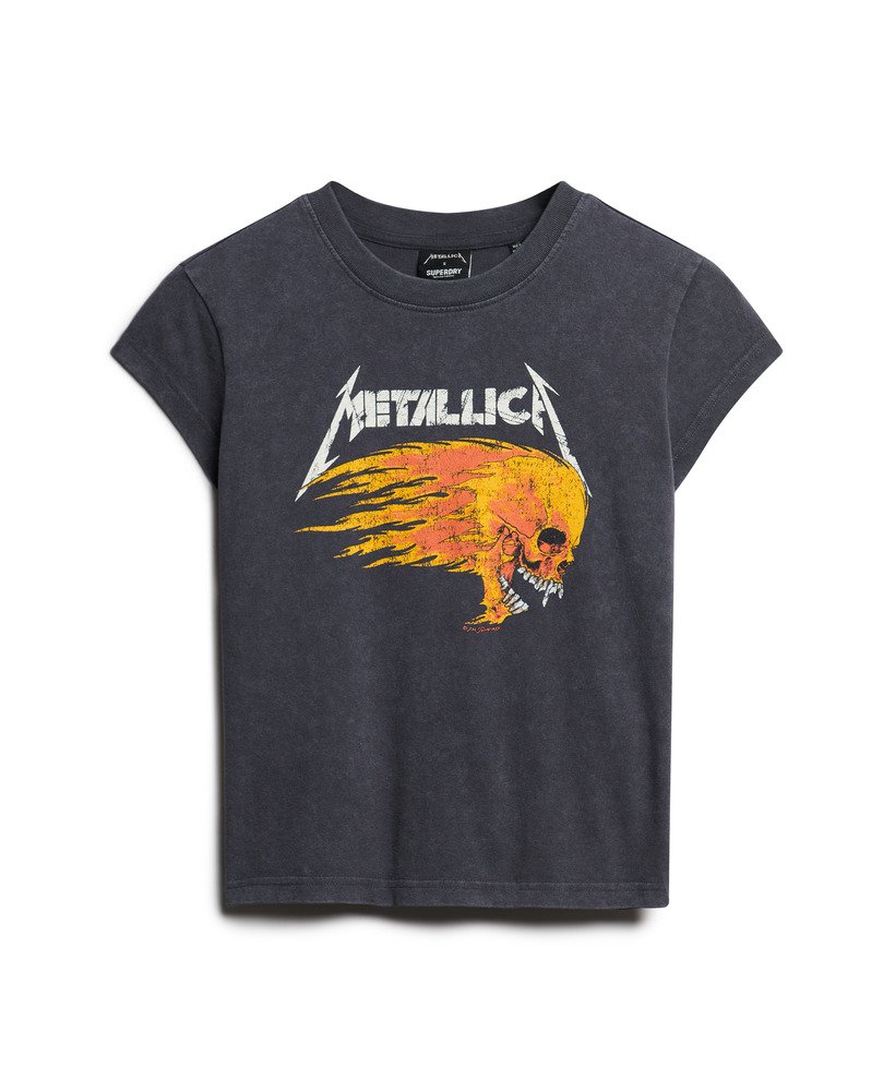 metallica x superdry t-shirt met korte mouwen in middenzwart backstage black
