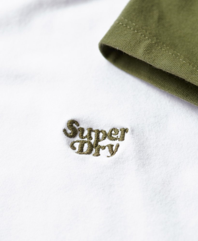 korte baby-t-shirt in baseballstijl in optischolijfkleurig kaki