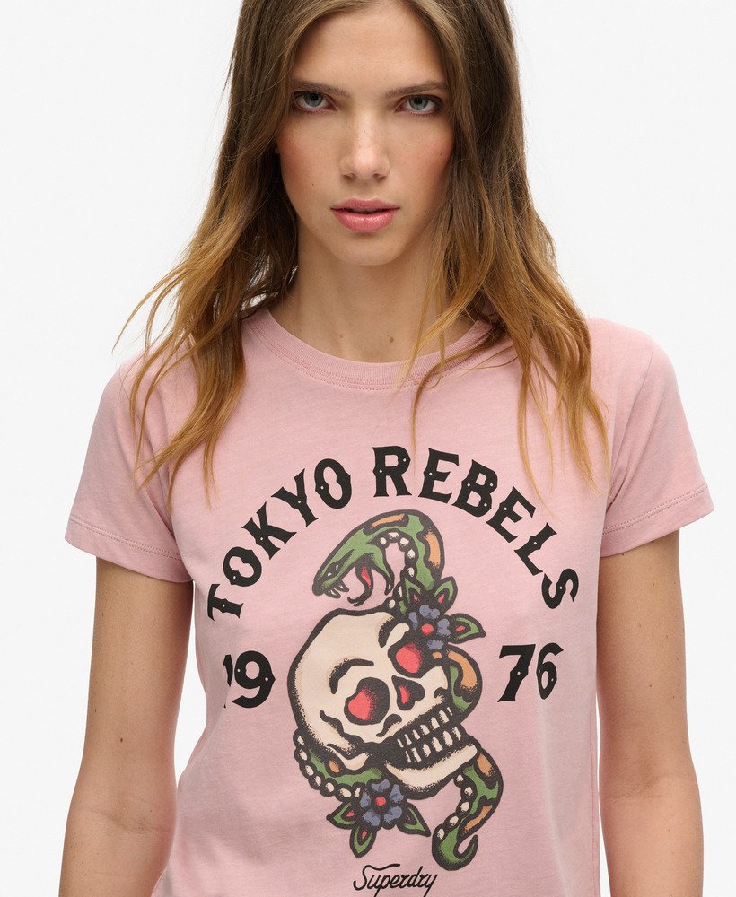tattoo graphic 90s fit t-shirt in blush pink