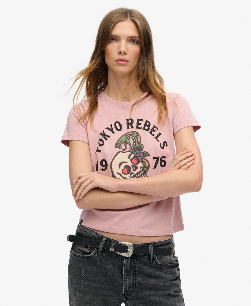 tattoo graphic 90s fit t-shirt in blush pink