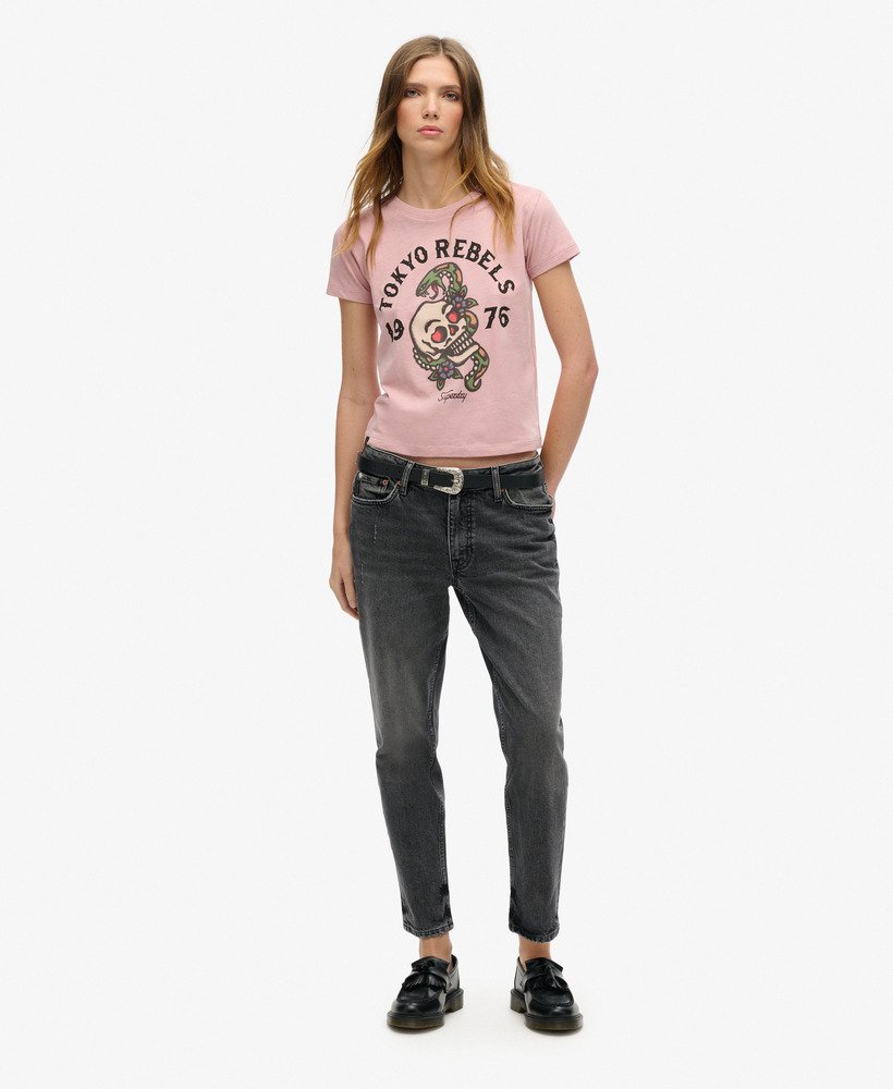 tattoo graphic 90s fit t-shirt in blush pink
