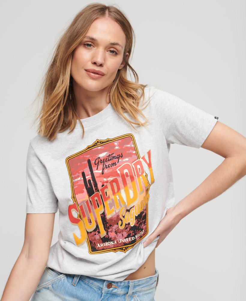 t-shirt met grafische print voor reissouvenirs in gemêleerd grijs.