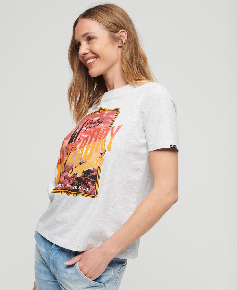 t-shirt met grafische print voor reissouvenirs in gemêleerd grijs.