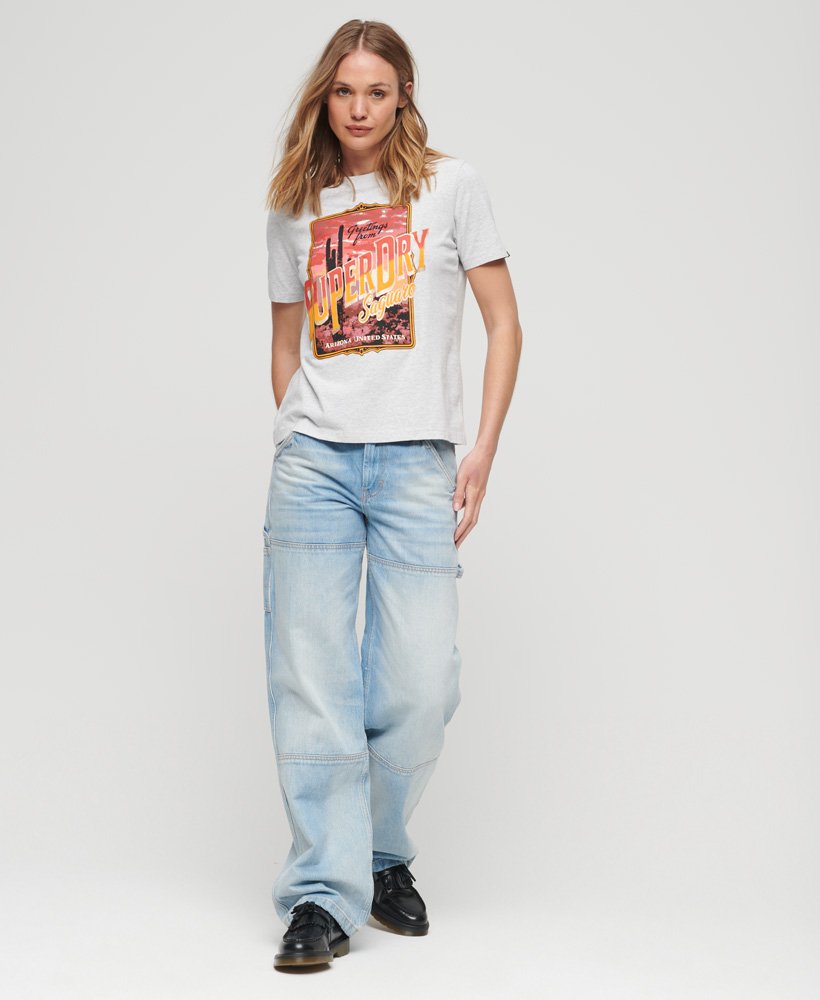 t-shirt met grafische print voor reissouvenirs in gemêleerd grijs.