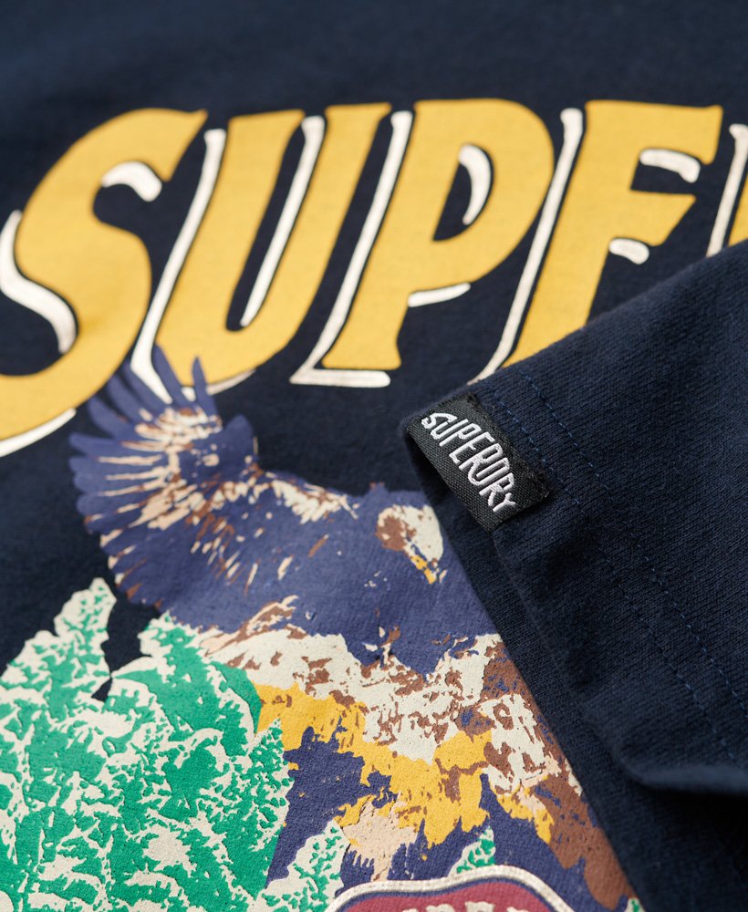 reissouvenir t-shirt met grafische print in marineblauw gemêleerd