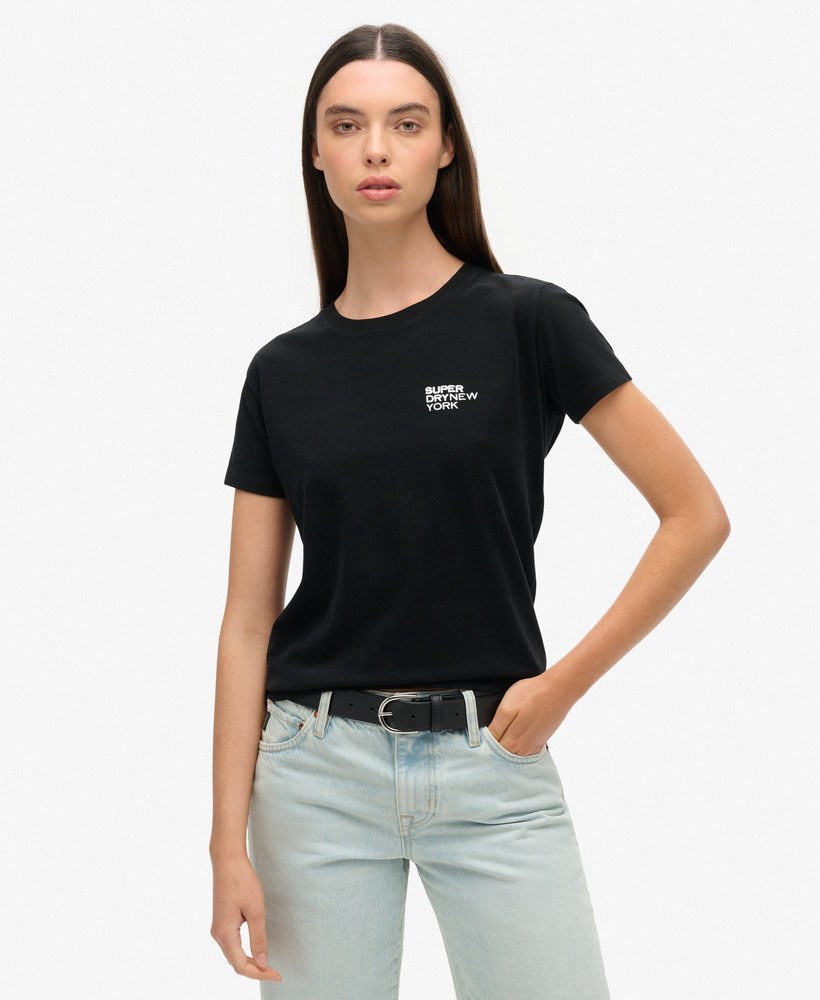sport luxe logo fitted cropped t-shirt in black