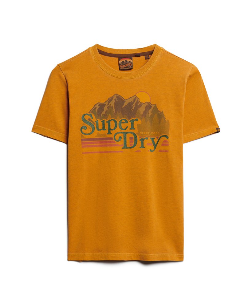outdoor gestreept grafisch t-shirt in goudgele gemêleerde kleur
