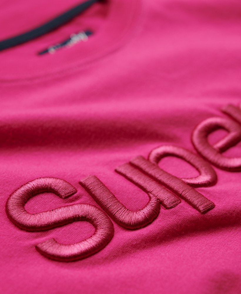 t-shirt met tonale geborduurde logo in frambozenroze