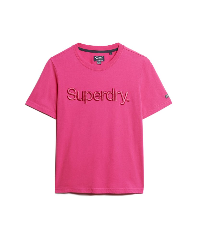 t-shirt met tonale geborduurde logo in frambozenroze