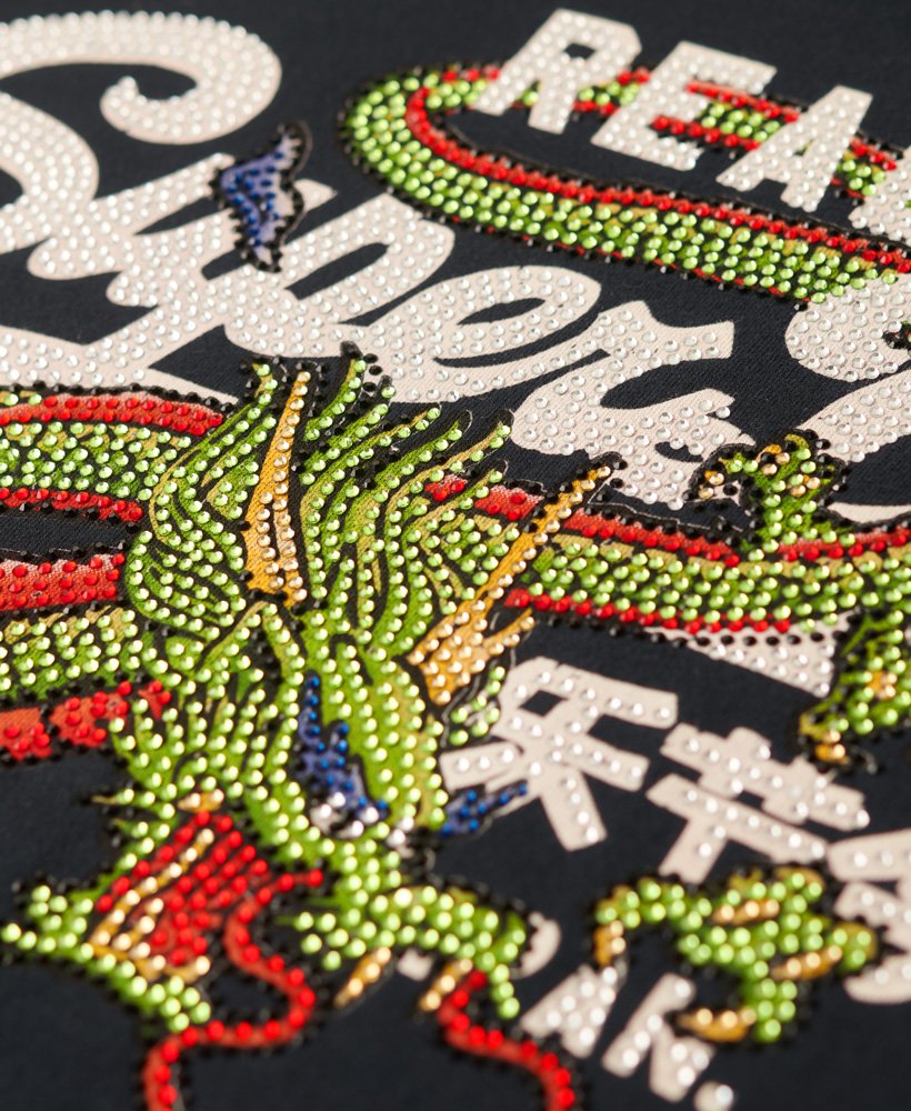 vintage logo t-shirt met tekstprint in gitzwart