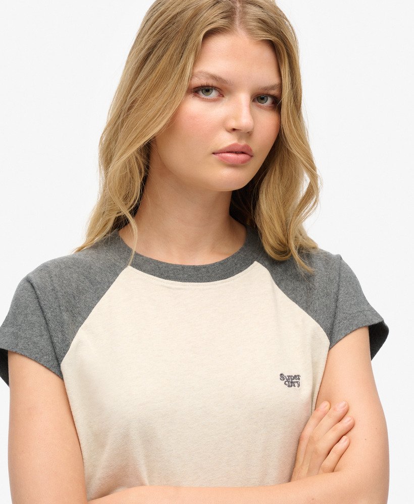 t-shirt met essential logo raglan van biologisch katoen in licht havermoutgrijsrijk antracietgrijs