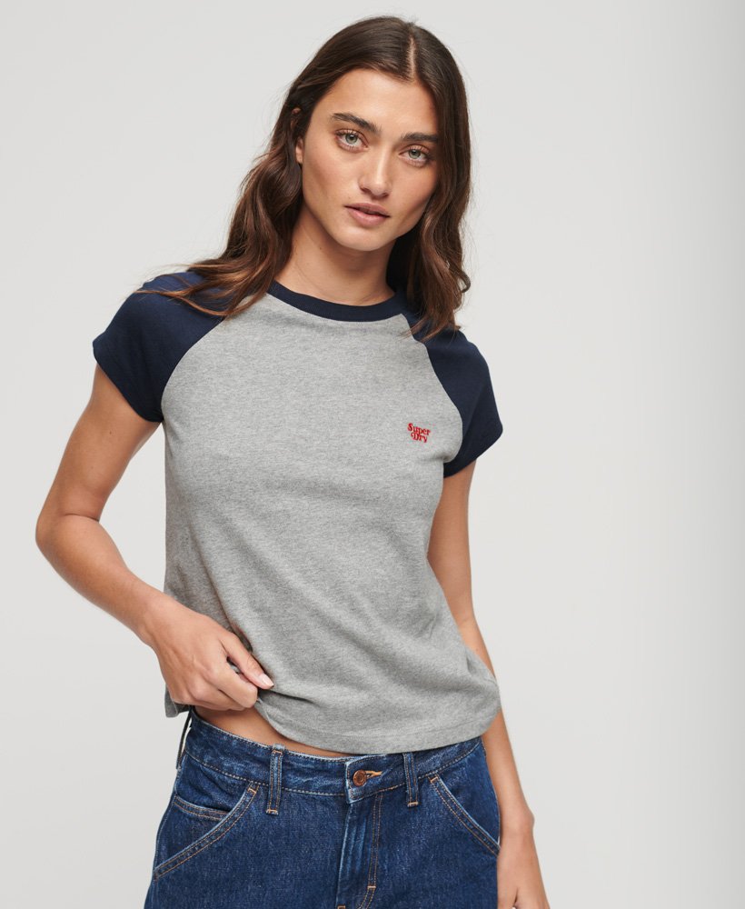 t-shirt met essential-logo van biologisch katoen in grijs gemêleerdpreppy marineblauw
