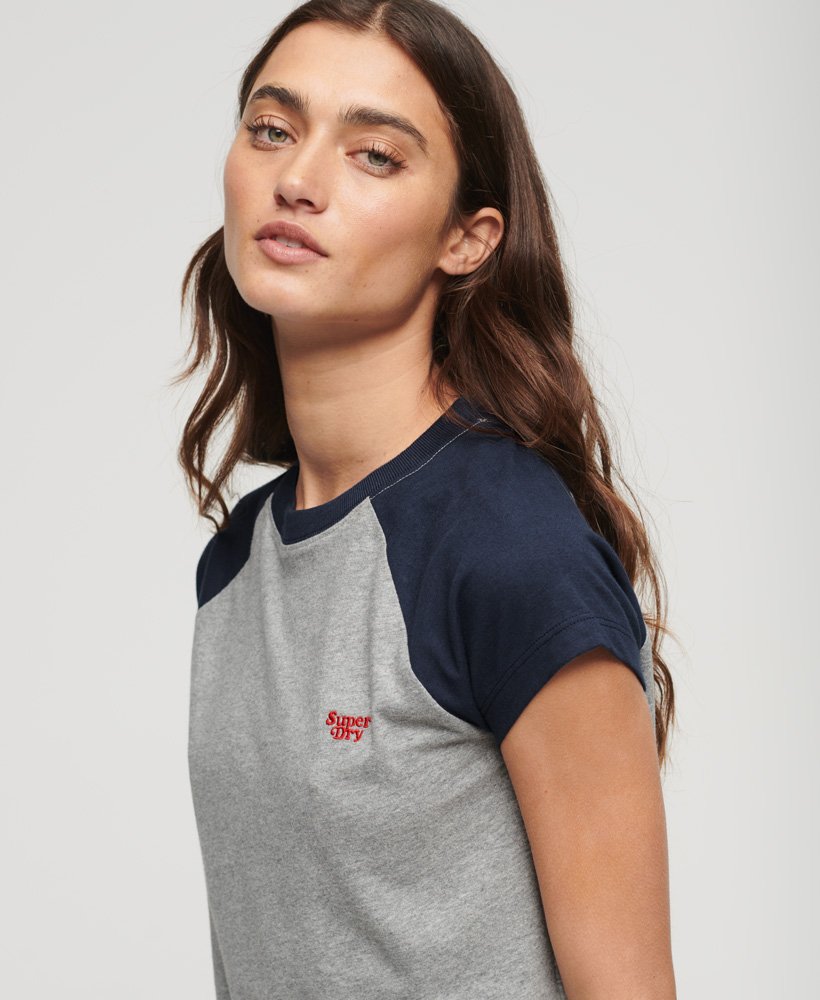 t-shirt met essential-logo van biologisch katoen in grijs gemêleerdpreppy marineblauw