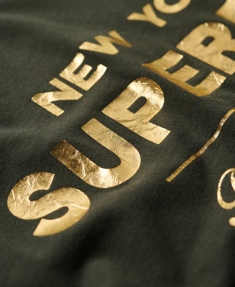 luxe metallic logo t-shirt in vintage zwart