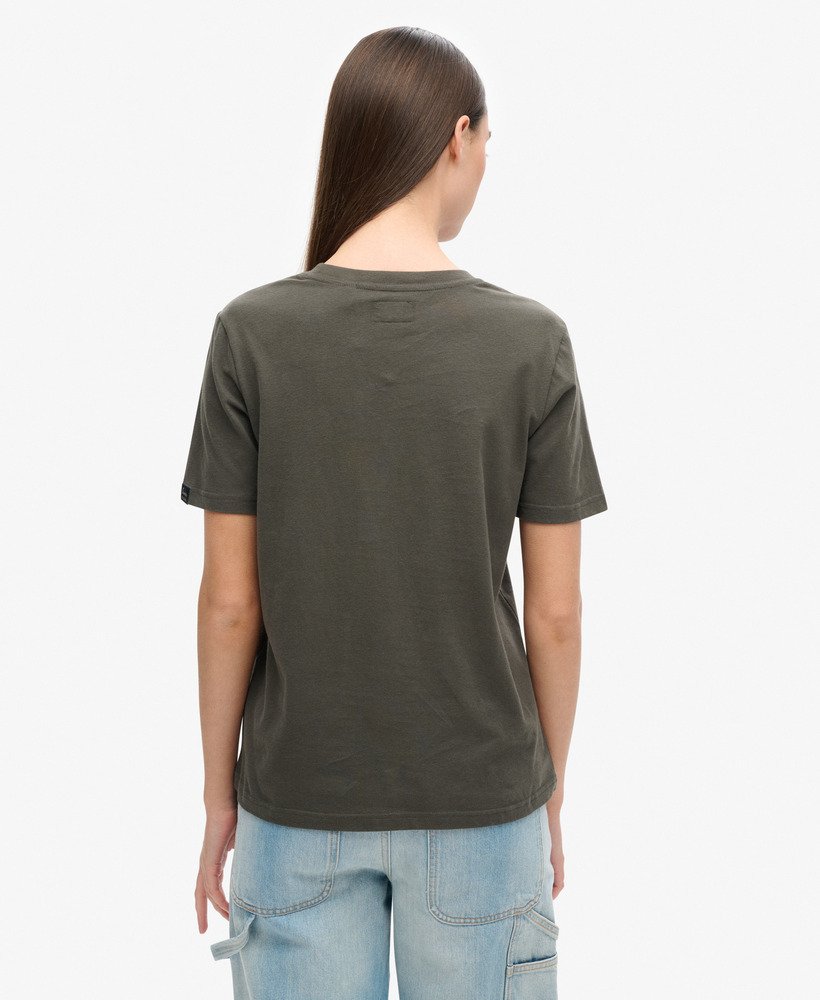 luxe metallic logo t-shirt in vintage zwart