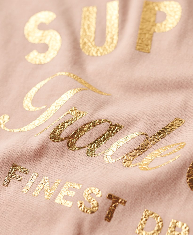 luxe metallic logo t-shirt in vintage blushroze