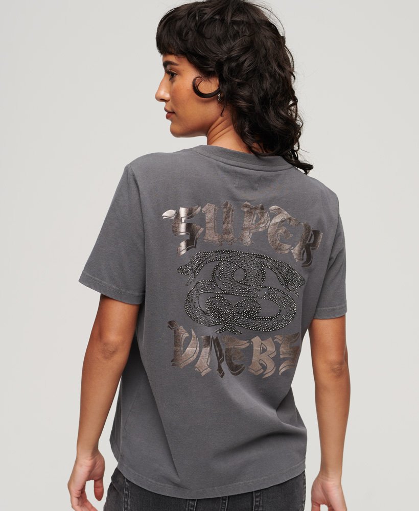 t-shirt met strass-steentjes in antraciet.