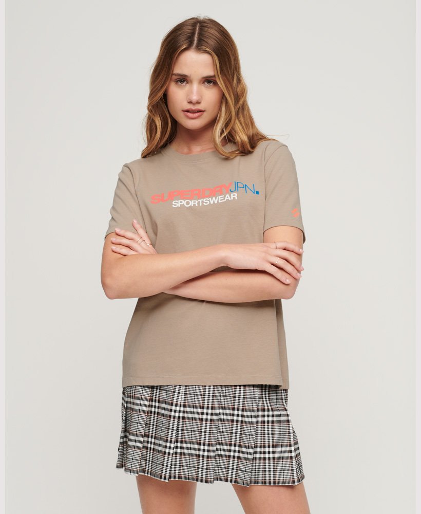 sportief logo t-shirt met relaxte pasvorm in warmgrijs