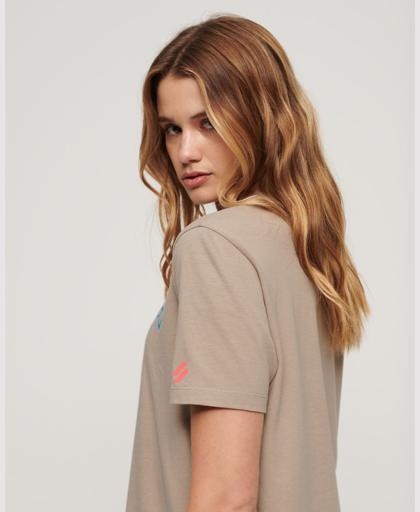 sportief logo t-shirt met relaxte pasvorm in warmgrijs