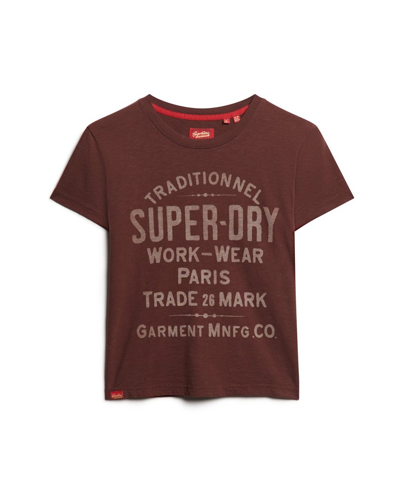 archive script graphic t-shirt in diep mahoniebruine slub
