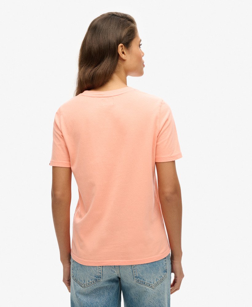 metallic core logo t-shirt in papaya punch pink