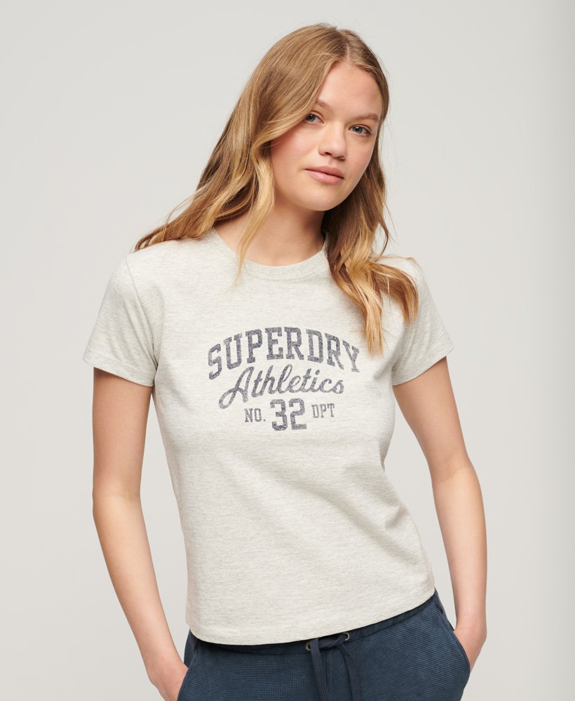 athletic essentials graphic 90s t-shirt in havermoutbeige gemêleerd