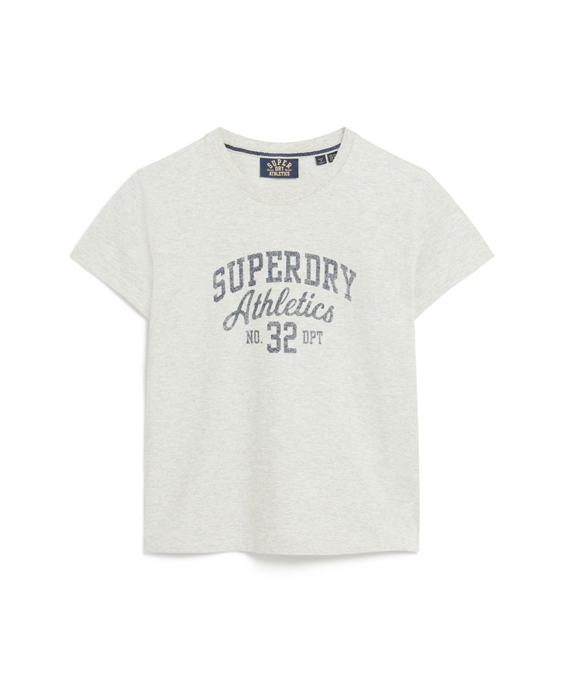 athletic essentials graphic 90s t-shirt in havermoutbeige gemêleerd