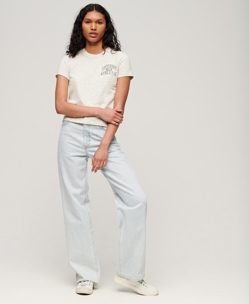athletic essentials slub 90s t-shirt in havermoutbeige gemêleerd