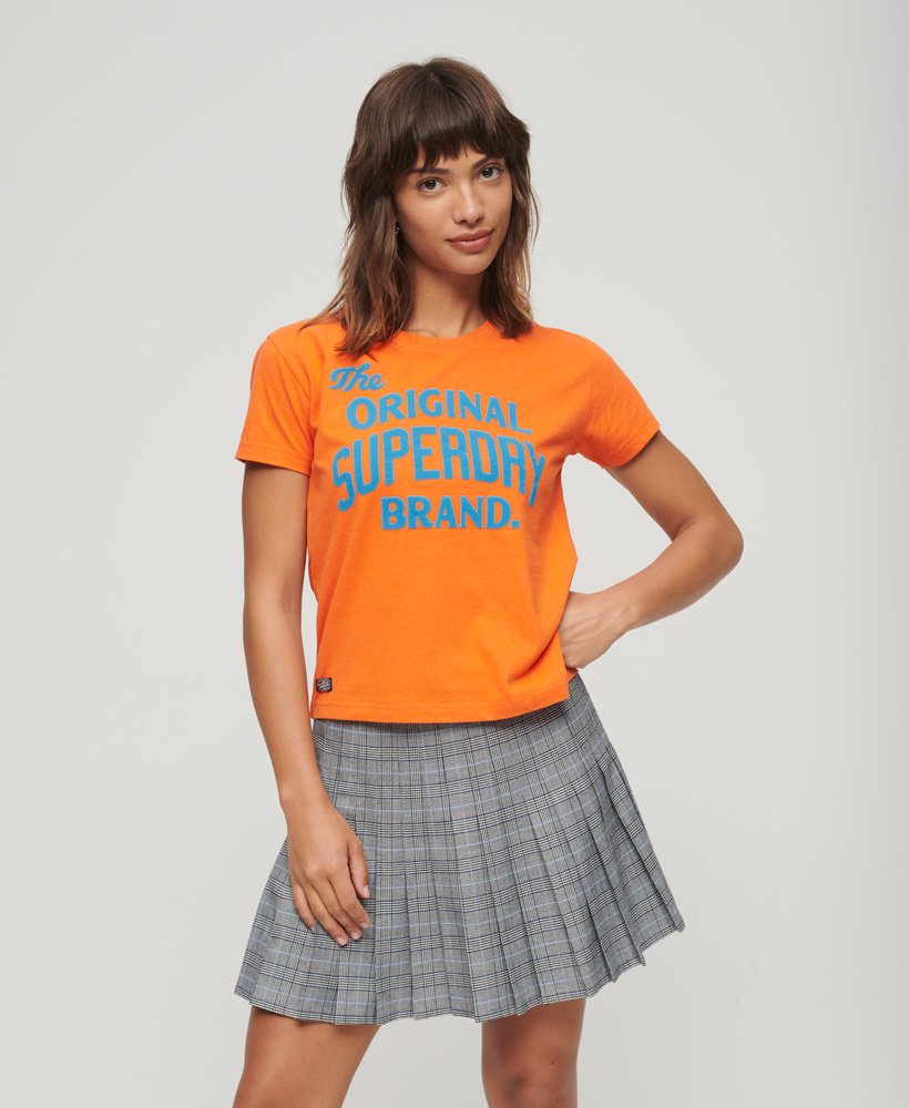 archief neon graphic t-shirt in tangerine orange marl