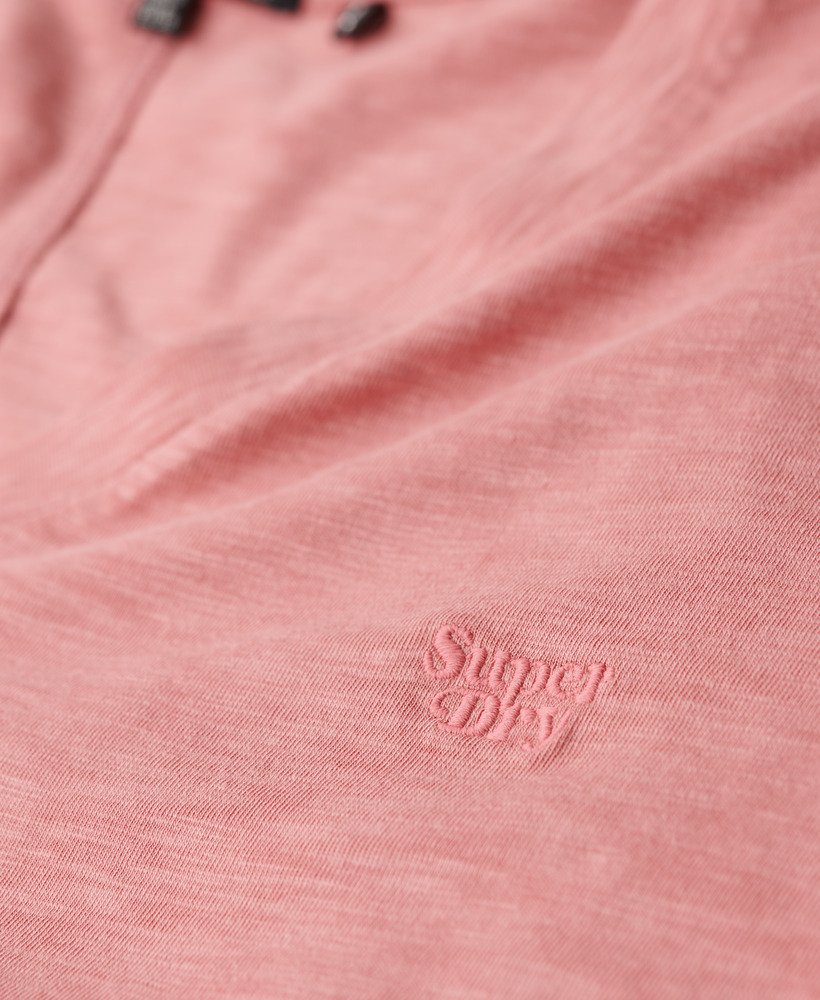 geborduurd t-shirt met v-hals en slub-print in de kleur dusty rose.