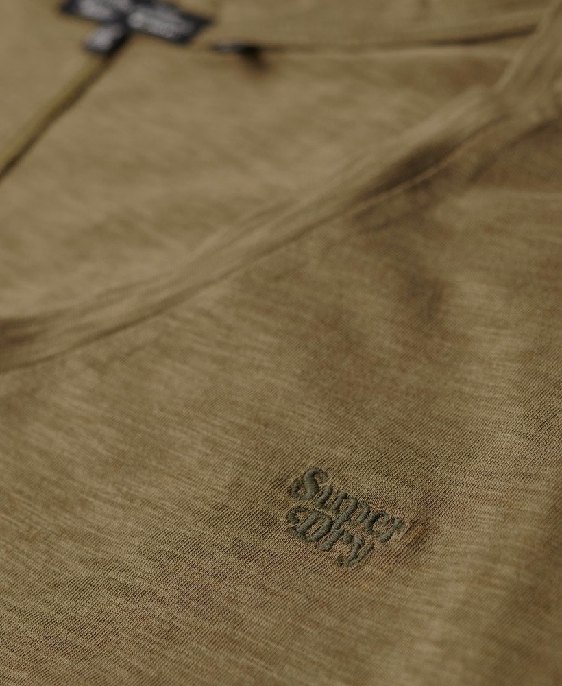 Geborduurd T-shirt met V-hals en slub-structuur