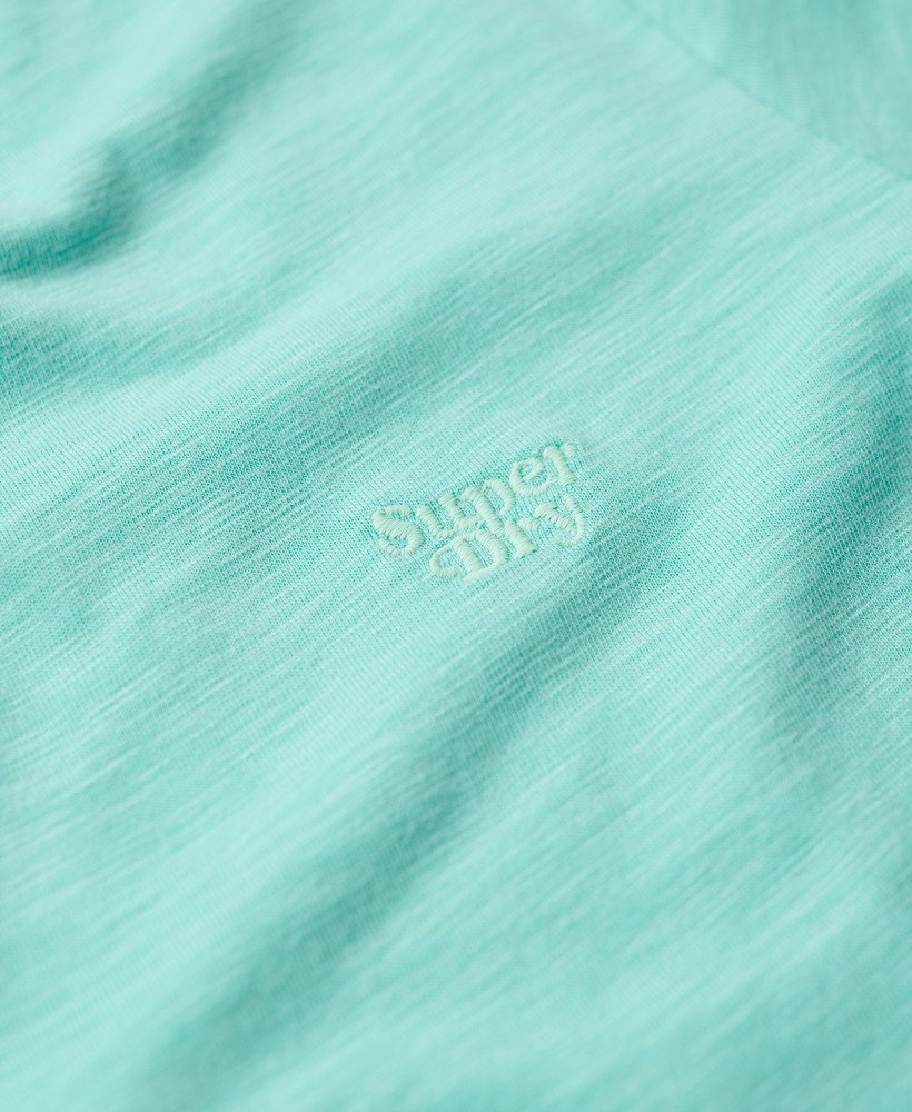 geborduurd t-shirt met v-hals en slub-print in felgroen.