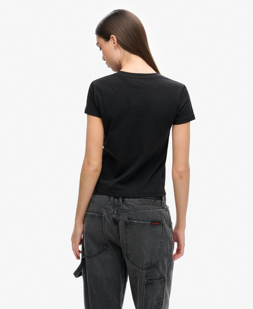 getailleerd t-shirt met sportlogo in zwart