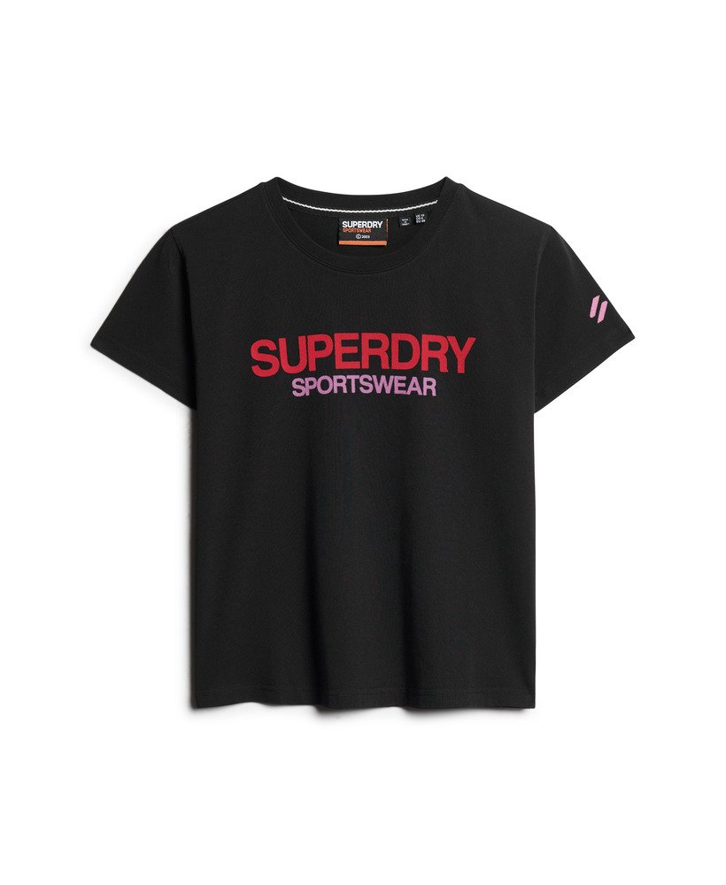 getailleerd t-shirt met sportlogo in zwart