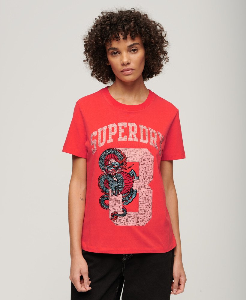 grafisch t-shirt voor chinees nieuwjaar in zonsondergangrood