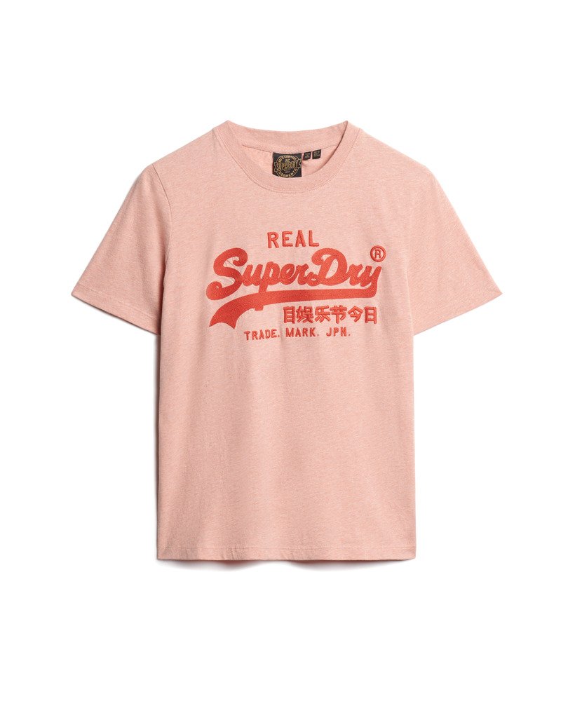 geborduurd vintage logo t-shirt in abbey peach heather
