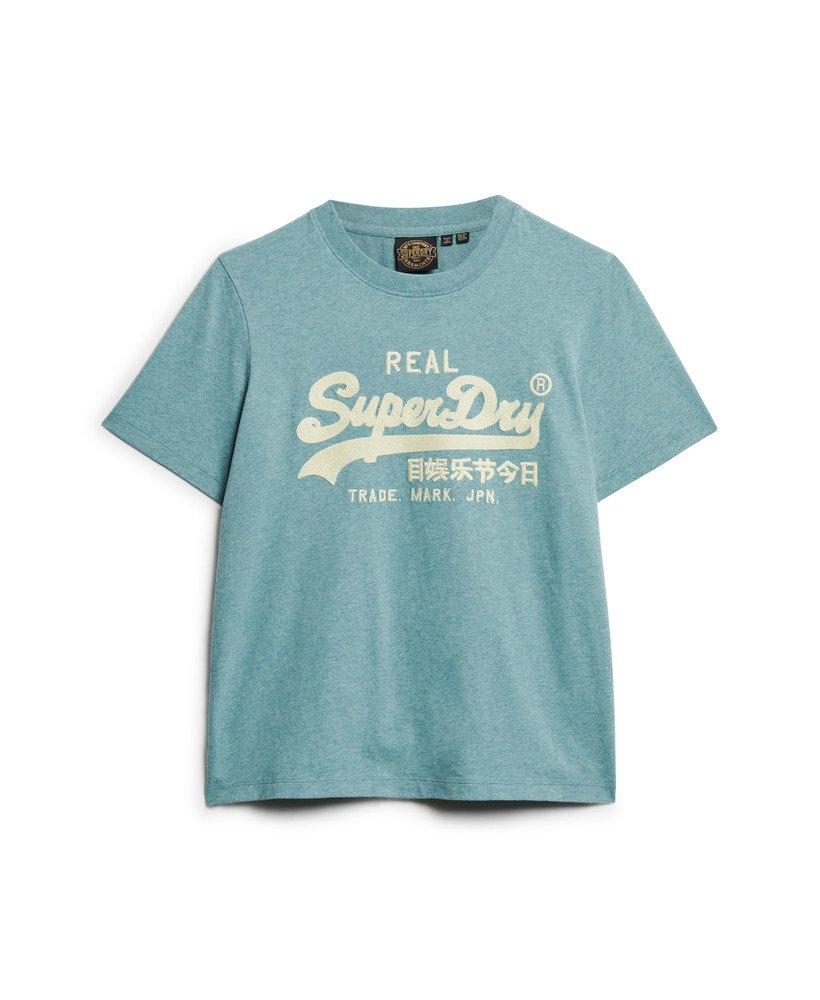 geborduurd vintage logo t-shirt in blue grass marl