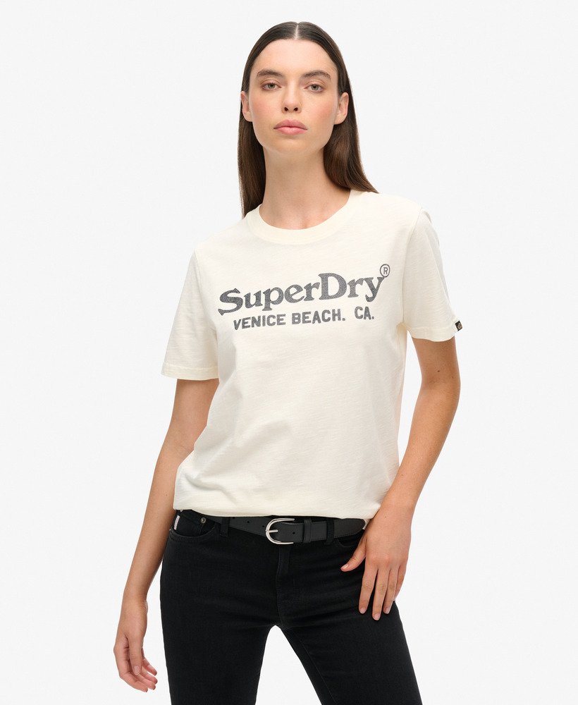 metallic venue relaxed t-shirt in crèmekleurige slubstof
